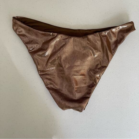 NWT Good American Better Bikini Reversible Foil Metallic Moca Swim Bottom XL - Picture 3 of 6